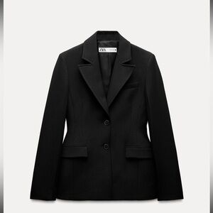 Zara cinched/snatched waist blazer with shoulder pads